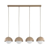 Pendelleuchte zeitlos Glas Beige 83 cm G9 Stahl Weiß