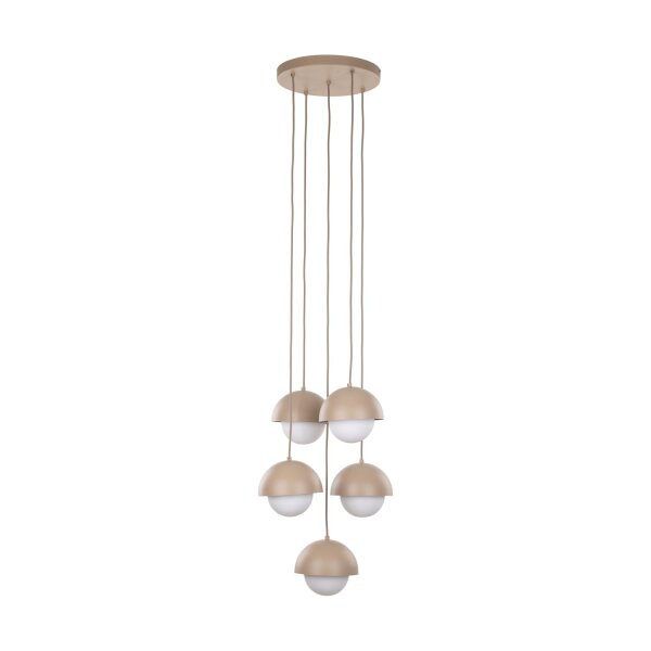 Pendellampe Glas Weiß B:32 cm Beige G9 Stahl 5-flammig