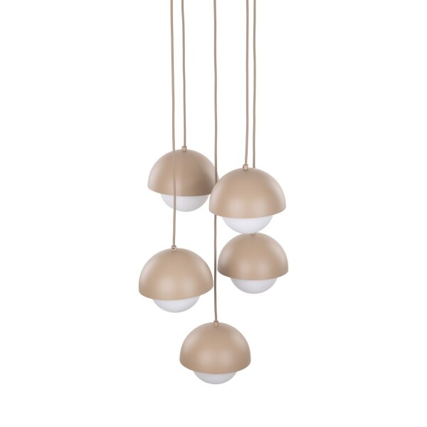 Pendellampe Glas Weiß B:32 cm Beige G9 Stahl 5-flammig