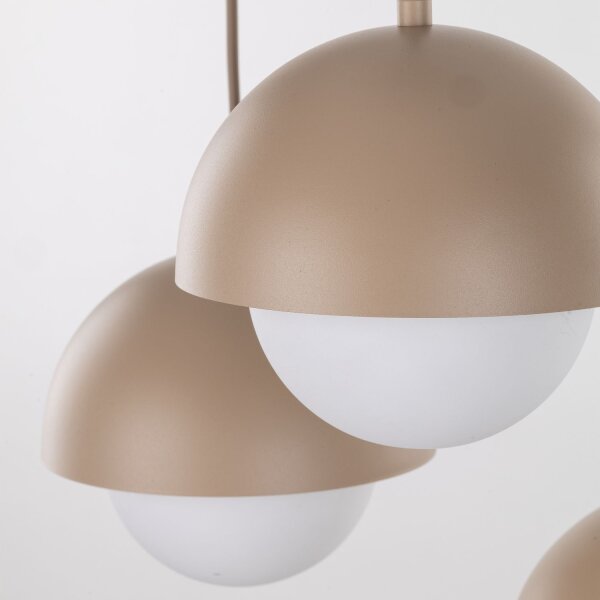 Pendellampe Glas Weiß B:32 cm Beige G9 Stahl 5-flammig