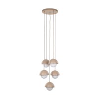 Pendellampe Glas Wei&szlig; B:32 cm Beige G9 Stahl 5-flammig