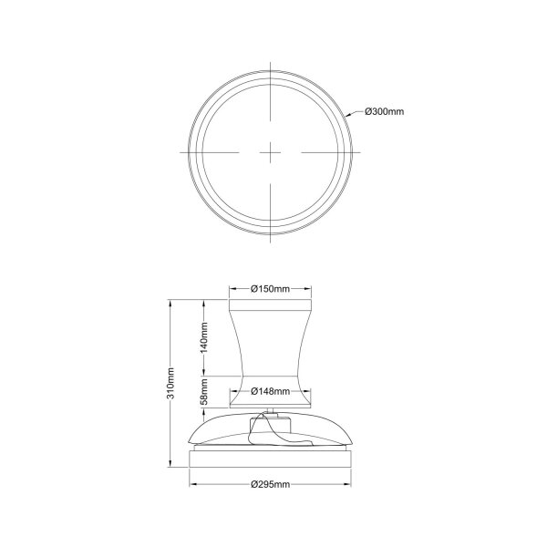 LED Deckenleuchte Metall Weiß WLAN 58 cm Ventilator