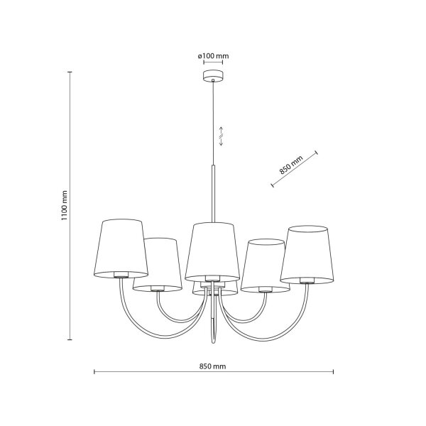 Leuchte Beige zeitlos B:85 cm Metall E27 Kronleuchter
