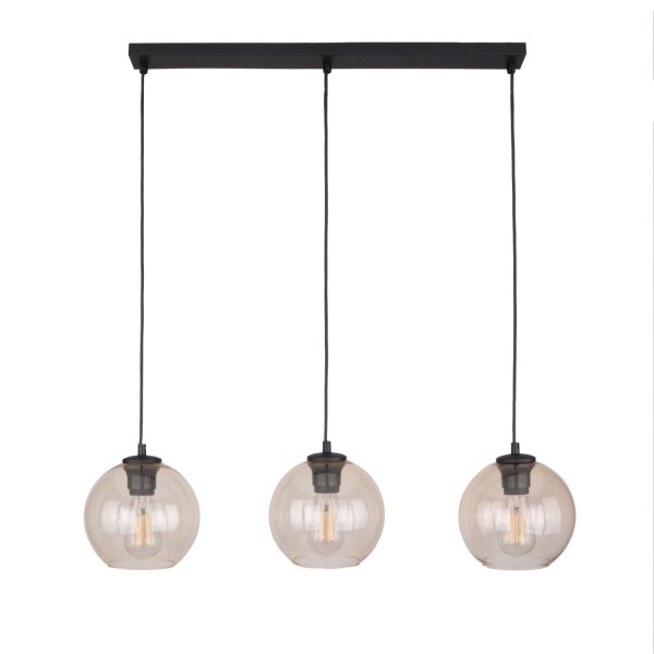 Pendelleuchte zeitlos Glas Schwarz 77 cm E27 Stahl