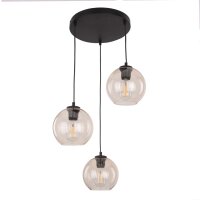 Pendelleuchte Glas stilvoll B:50 cm Schwarz E27 Stahl