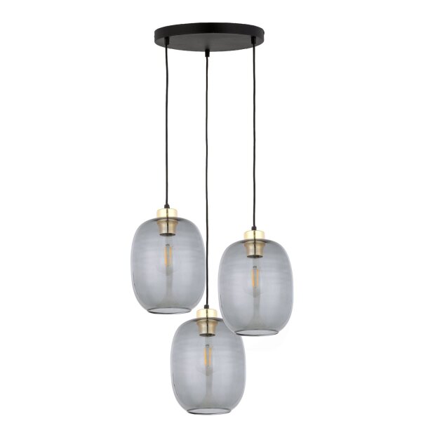 Pendelleuchte stilvoll Glas Schwarz B:52 cm E27 Stahl