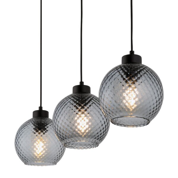 Pendelleuchte Glas Schwarz E27 82 cm stilvoll Stahl
