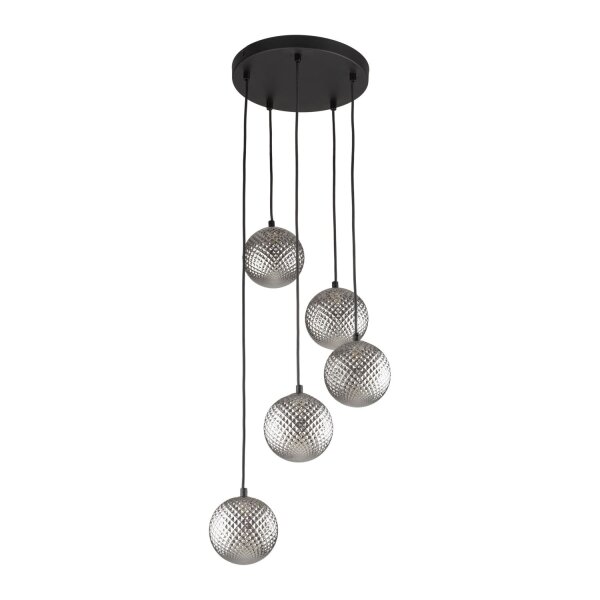 Pendelleuchte Glas Graphit B:37 cm Schwarz G9 Stahl