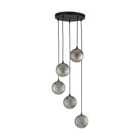 Pendelleuchte Glas Graphit B:37 cm Schwarz G9 Stahl
