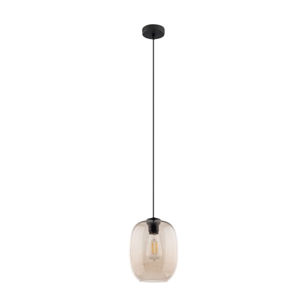 Pendelleuchte Schwarz elegant B:20 cm Glas E27 Stahl