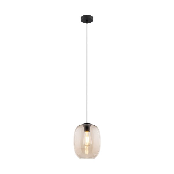 Pendelleuchte Schwarz elegant B:20 cm Glas E27 Stahl