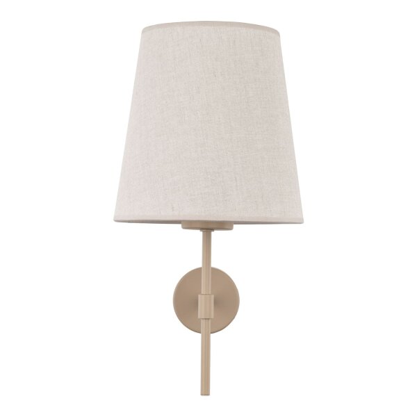 Wandleuchte Beige Metall B:20 cm E27 zeitlos Stoff