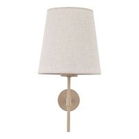 Wandleuchte Beige Metall B:20 cm E27 zeitlos Stoff