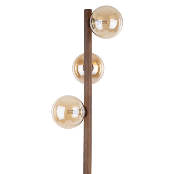 Stehleuchte Braun Holz 150 cm G9 elegant Tripod Glas