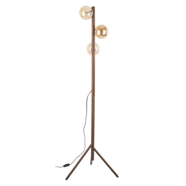 Stehleuchte Braun Holz 150 cm G9 elegant Tripod Glas