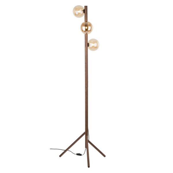 Stehleuchte Braun Holz 150 cm G9 elegant Tripod Glas