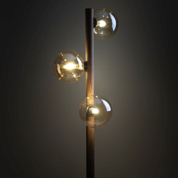 Stehleuchte Braun Holz 150 cm G9 elegant Tripod Glas