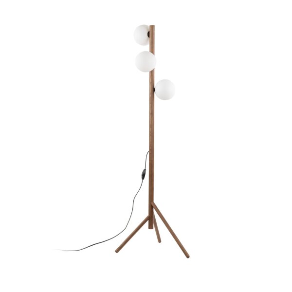 Stehleuchte Weiß stilvoll 150 cm Holz G9 Tripod Glas