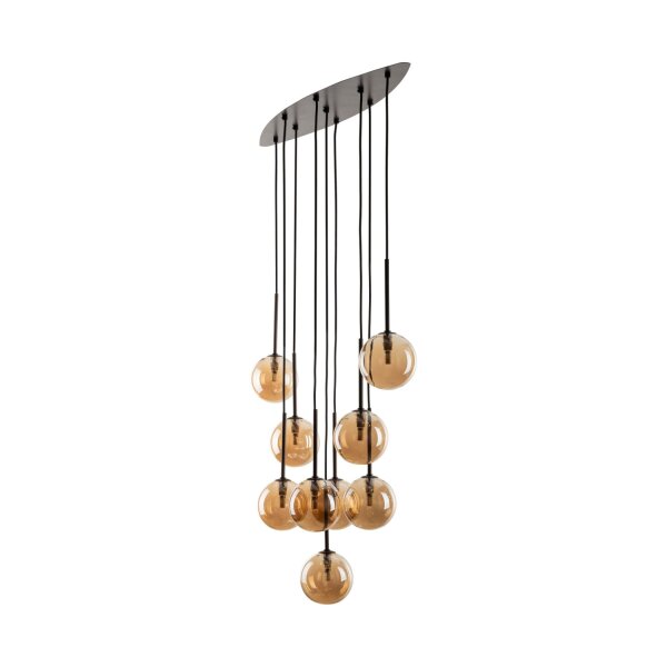 Pendelleuchte Braun zeitlos 90 cm Glas G9 Stahl modern