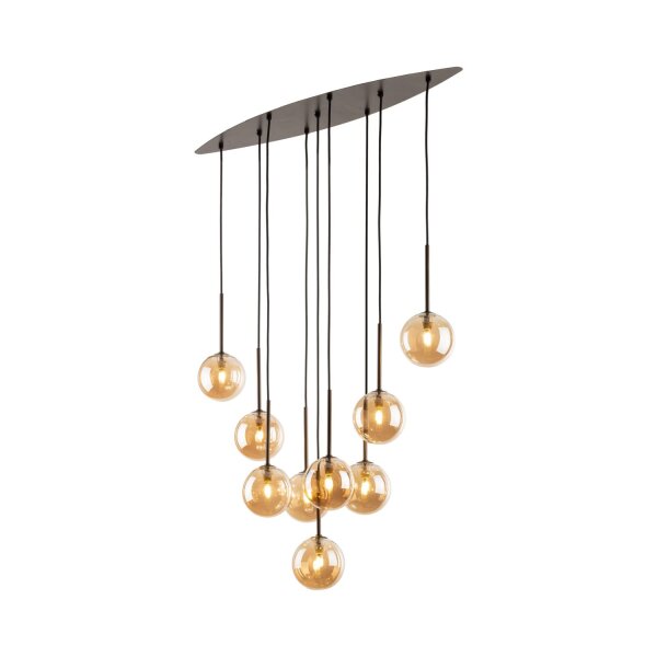 Pendelleuchte Braun zeitlos 90 cm Glas G9 Stahl modern