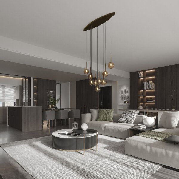 Pendelleuchte Braun zeitlos 90 cm Glas G9 Stahl modern