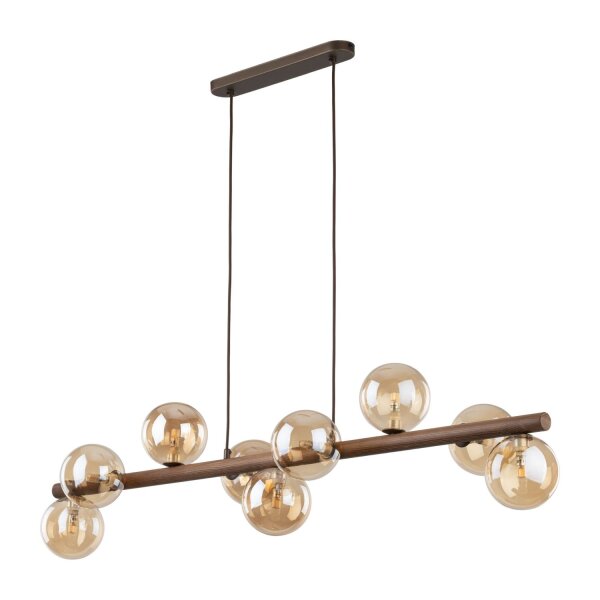 Pendelleuchte Holz zeitlos 117 cm Braun G9 Glas modern