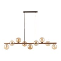 Pendelleuchte Holz zeitlos 117 cm Braun G9 Glas modern