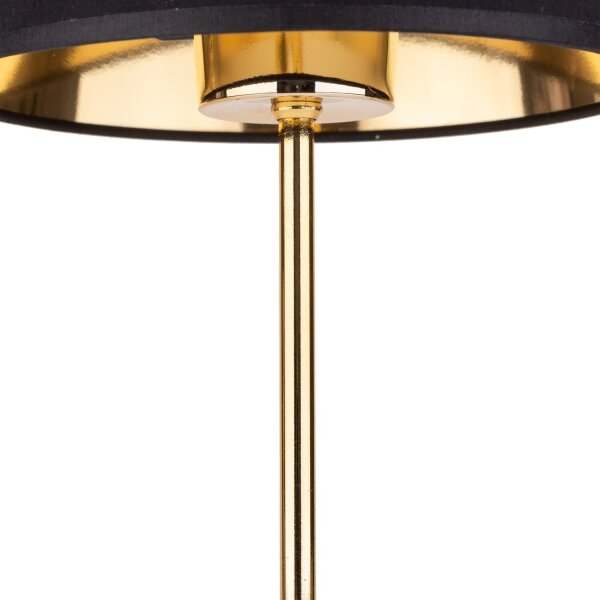 Tischleuchte stilvoll Stoff Schwarz 33 cm E27 Gold