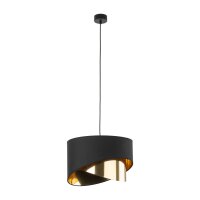 Hängelampe Schwarz Gold Ø 38 cm rund Stoff...