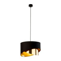 Hängelampe Schwarz Gold Ø 38 cm rund Stoff...