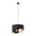 Hängelampe Schwarz Gold Ø 38 cm rund Stoff Metall E27 Modern