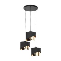 H&auml;ngelampe Schwarz Gold E27 B:40 cm 3-flammig zeitlos