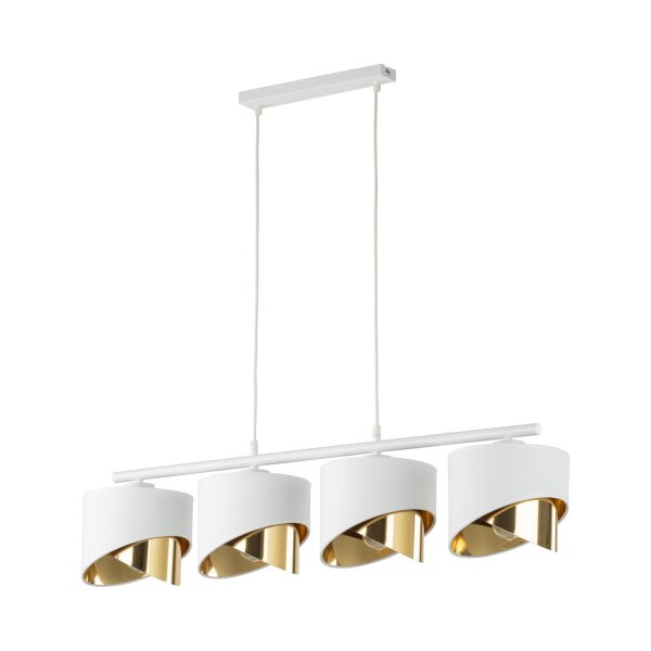 Pendelleuchte elegant Weiß Gold 94 cm E27 4-flammig