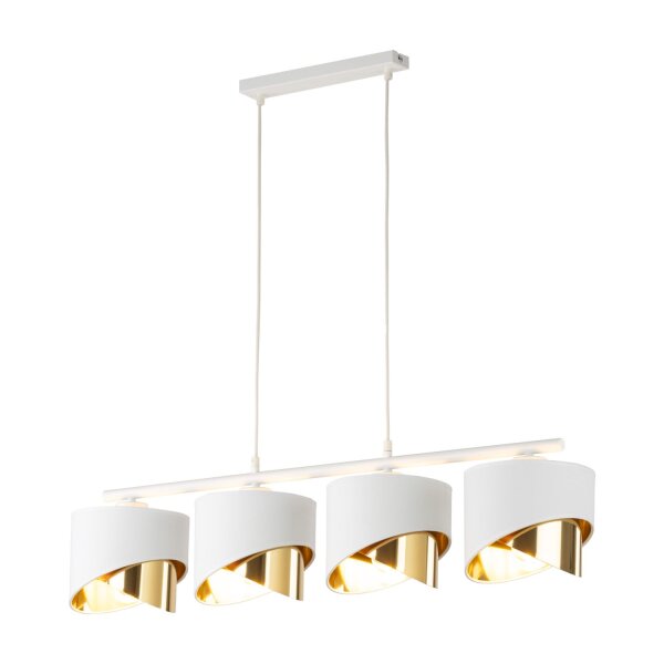 Pendelleuchte elegant Weiß Gold 94 cm E27 4-flammig