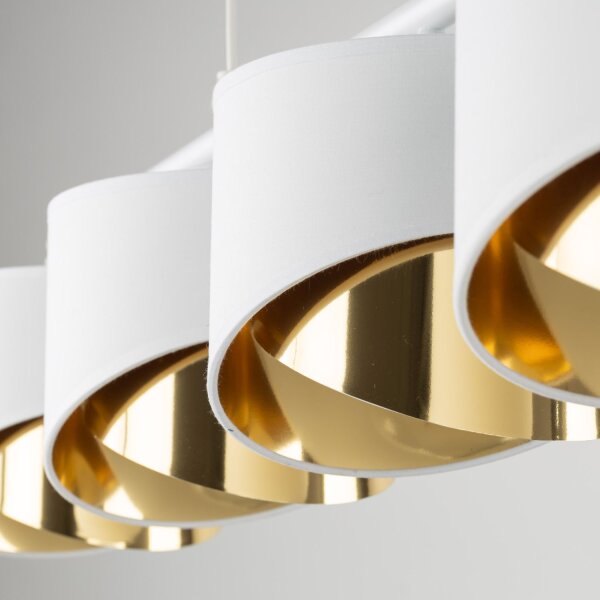 Pendelleuchte elegant Weiß Gold 94 cm E27 4-flammig