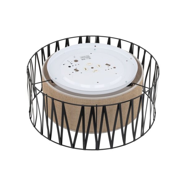 Deckenleuchte Stoff modern B:50 cm Schwarz E27 Natur