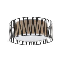 Deckenleuchte Stoff modern B:50 cm Schwarz E27 Natur