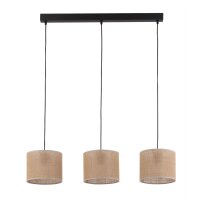H&auml;ngelampe 3-flammig Schwarz Natur 84 cm E27 3-flammig