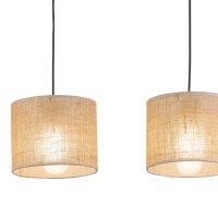 Hängelampe 3-flammig Schwarz Natur 84 cm E27 3-flammig