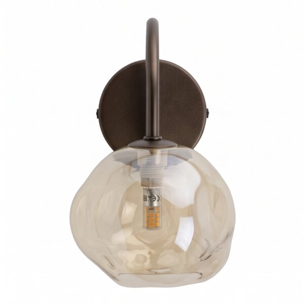 Wandleuchte Metall Braun B:15 cm G9 Glas Cognac