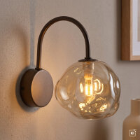 Wandleuchte Metall Braun B:15 cm G9 Glas Cognac