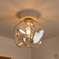 Moderne Deckenleuchte Beige Cognac Metall B:15 cm G9