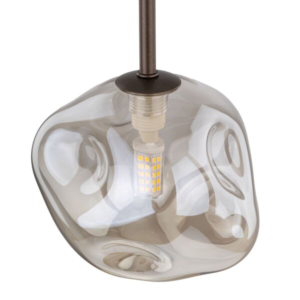 Pendelleuchte Braun Metall B:15 cm G9 Glas in Cognac