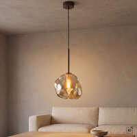 Pendelleuchte Braun Metall B:15 cm G9 Glas in Cognac