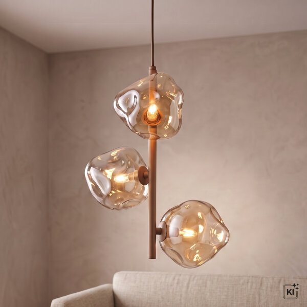 Pendelleuchte Glas Metall Cognac Beige G9 B:29 cm