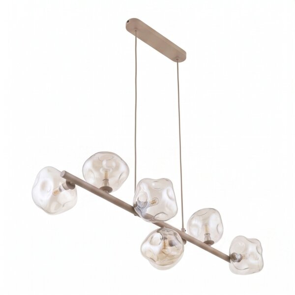 Pendelleuchte zeitlos Metall Beige 90 cm G9 7-flammig