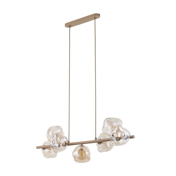Pendelleuchte zeitlos Metall Beige 90 cm G9 7-flammig