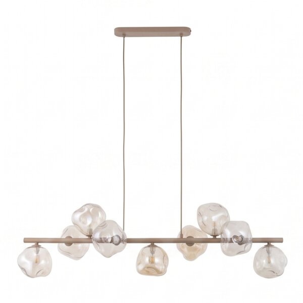 Pendelleuchte Metall Glas 116 cm Beige Cognac G9 9-flmg