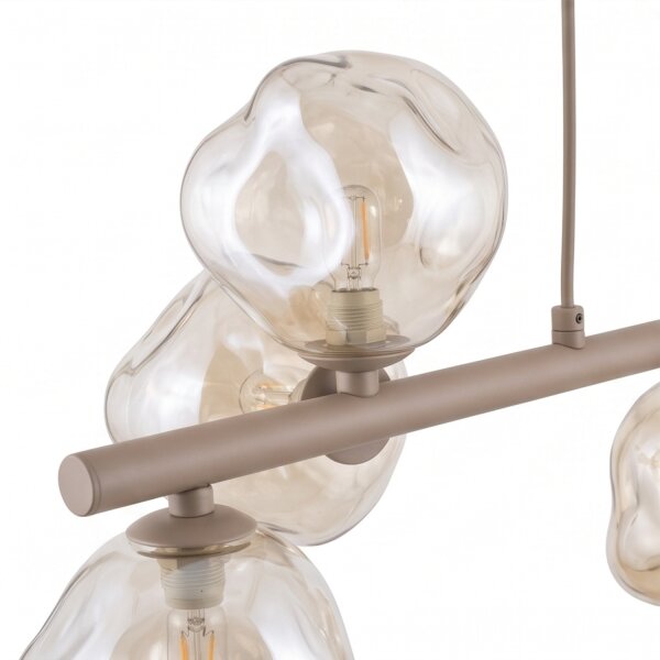 Pendelleuchte Metall Glas 116 cm Beige Cognac G9 9-flmg