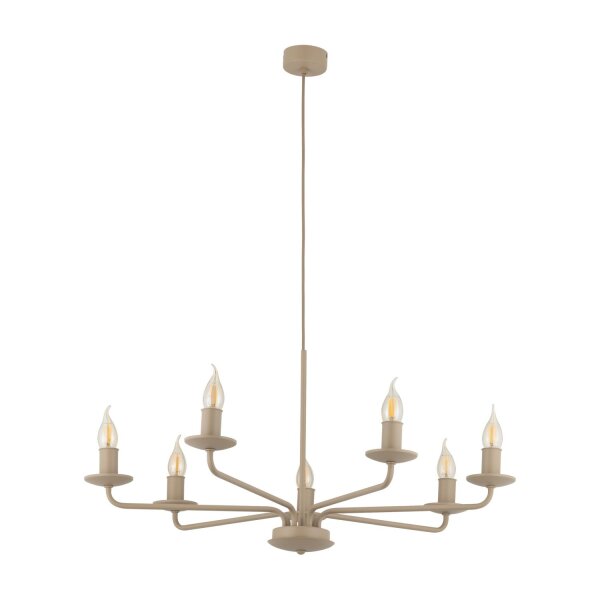 Kronleuchter Beige Stahl Kerzen B:72 cm E14 7-flammig